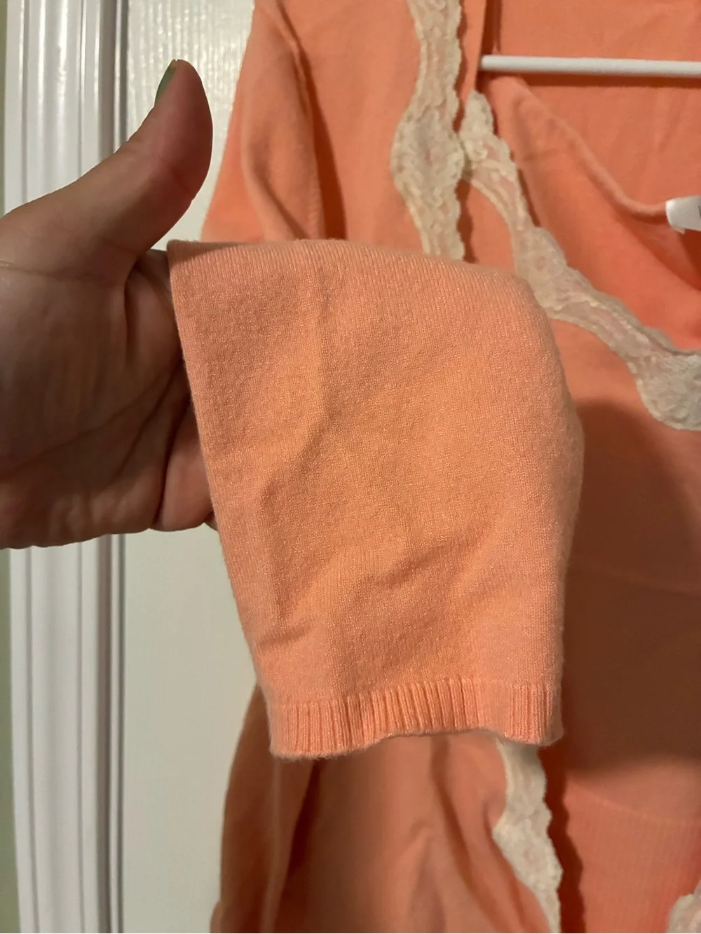 LOFT Coral Lace-Trim Tie-Front Cardigan and Tank Set